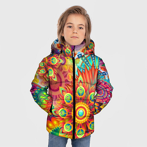 Зимняя куртка для мальчика Психоделия Яркая / 3D-Красный – фото 3