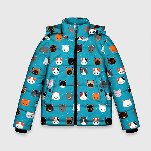 Зимняя куртка для мальчика Котики / 3D-Черный – фото 1