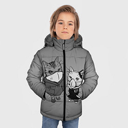 Куртка зимняя для мальчика Котики в масках, цвет: 3D-светло-серый — фото 2