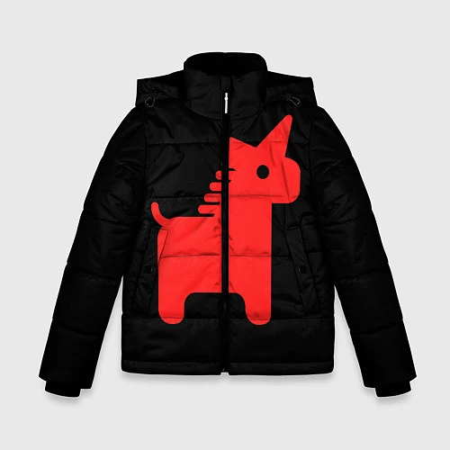 Зимняя куртка для мальчика Единорог минимал / 3D-Черный – фото 1