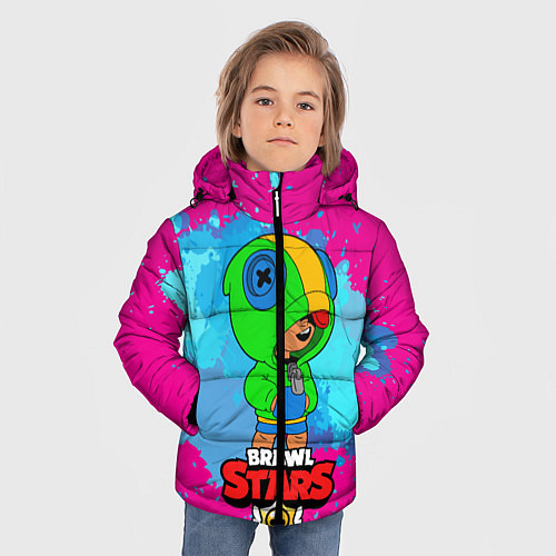 Зимняя куртка для мальчика Brawl Stars Leon брызги / 3D-Красный – фото 3