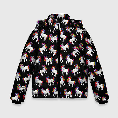 Зимняя куртка для мальчика Единороги / 3D-Черный – фото 1