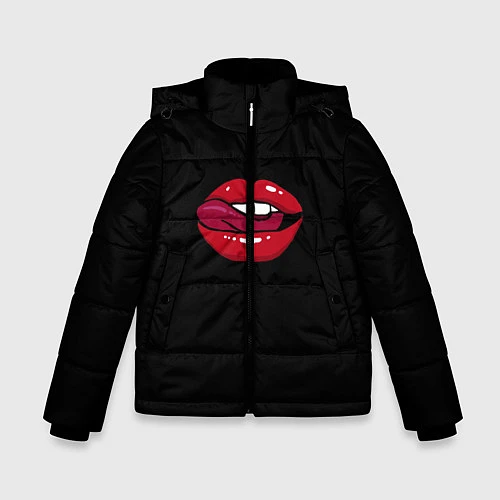 Зимняя куртка для мальчика Губы / 3D-Черный – фото 1