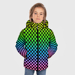 Куртка зимняя для мальчика РАДУЖНАЯ ШАХМАТКА, цвет: 3D-черный — фото 2
