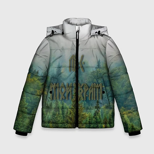 Зимняя куртка для мальчика Лес мой храм / 3D-Черный – фото 1