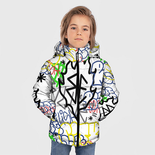 Зимняя куртка для мальчика BILLIE EILISH GRAFFITI / 3D-Красный – фото 3