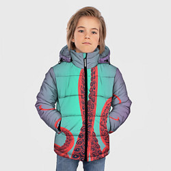 Куртка зимняя для мальчика Красные щупальца осминога, цвет: 3D-черный — фото 2
