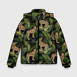 Куртка зимняя для мальчика Versace Леопарды, цвет: 3D-черный