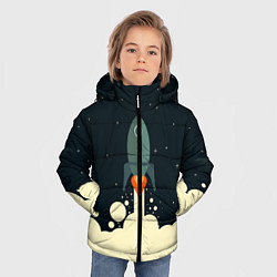 Куртка зимняя для мальчика Ракета дым космос, цвет: 3D-черный — фото 2