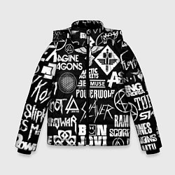 Куртка зимняя для мальчика ЛОГОТИПЫ РОК ГРУПП, цвет: 3D-черный