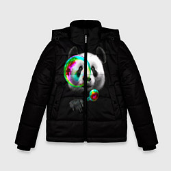 Куртка зимняя для мальчика Панда и мыльный пузырь, цвет: 3D-черный