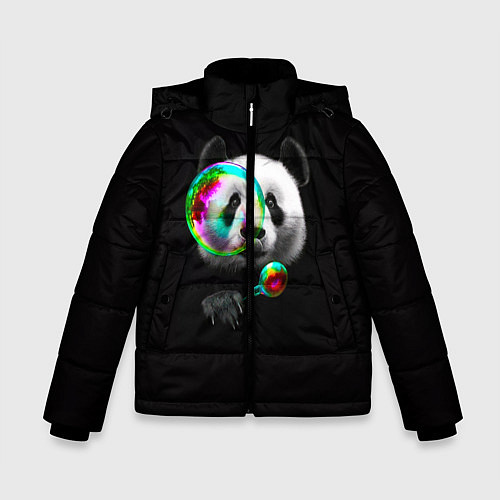Зимняя куртка для мальчика Панда и мыльный пузырь / 3D-Черный – фото 1