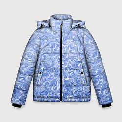 Куртка зимняя для мальчика Волны на голубом фоне, цвет: 3D-черный
