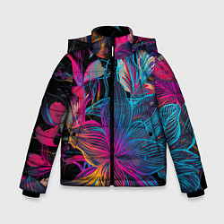 Куртка зимняя для мальчика Flowers Неон, цвет: 3D-черный