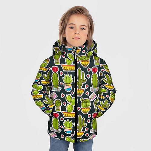Зимняя куртка для мальчика Кактусы / 3D-Красный – фото 3