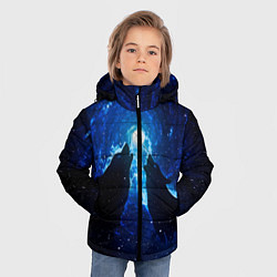 Куртка зимняя для мальчика Волки силуэты звездное небо, цвет: 3D-светло-серый — фото 2