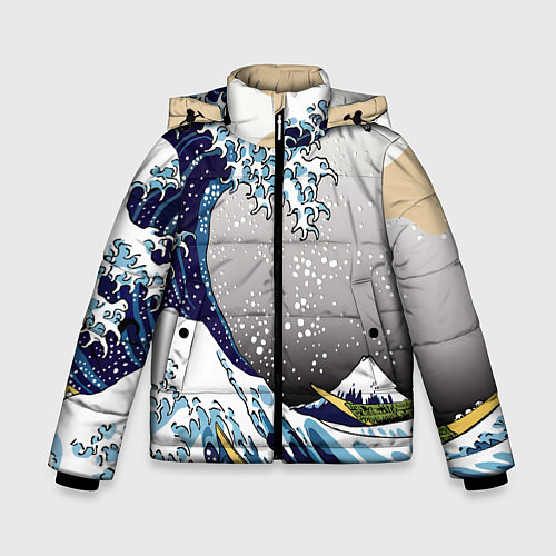 Зимняя куртка для мальчика The great wave off kanagawa / 3D-Красный – фото 1