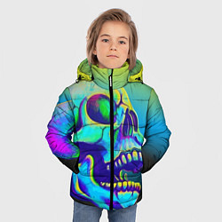 Куртка зимняя для мальчика Neon skull, цвет: 3D-красный — фото 2