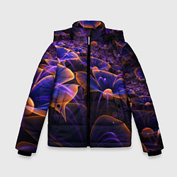Куртка зимняя для мальчика Цветки во тьме, цвет: 3D-черный