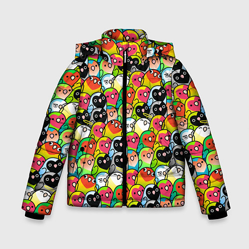 Зимняя куртка для мальчика Папуги / 3D-Черный – фото 1
