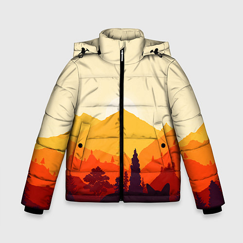 Зимняя куртка для мальчика Горы закат пейзаж лиса арт / 3D-Красный – фото 1