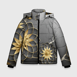 Куртка зимняя для мальчика 3D цветы, цвет: 3D-черный