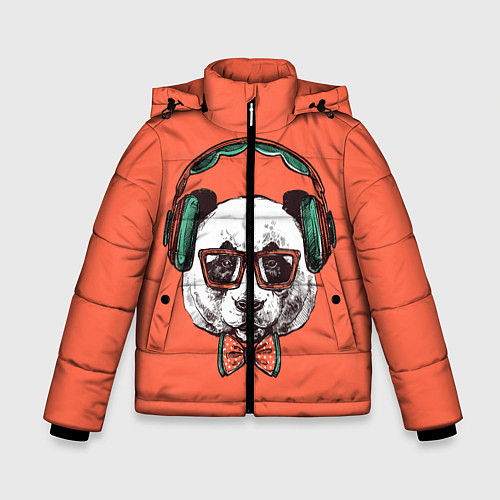 Зимняя куртка для мальчика Панда-меломан / 3D-Черный – фото 1