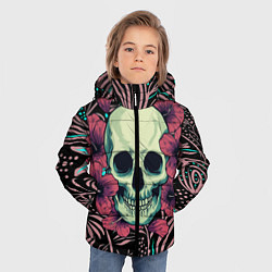 Куртка зимняя для мальчика Череп в цветах, цвет: 3D-черный — фото 2