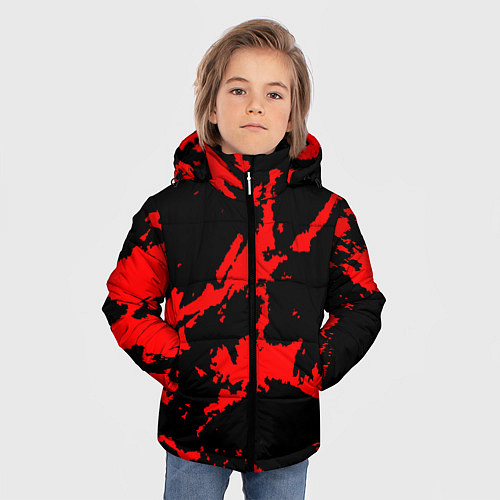 Зимняя куртка для мальчика Красный на черном / 3D-Красный – фото 3