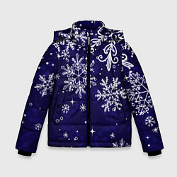 Куртка зимняя для мальчика Новогодние снежинки, цвет: 3D-черный