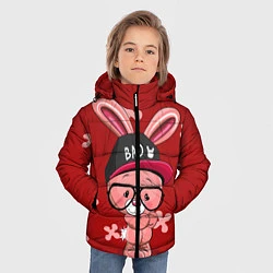 Куртка зимняя для мальчика Модный зайка, цвет: 3D-светло-серый — фото 2