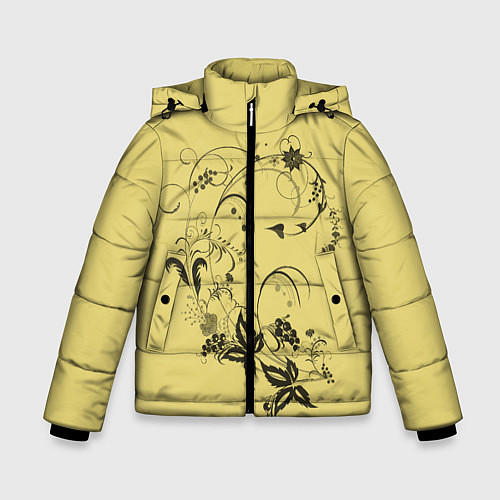 Зимняя куртка для мальчика Узоры ягодки / 3D-Черный – фото 1