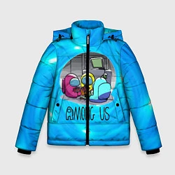 Куртка зимняя для мальчика Among Us карты, цвет: 3D-светло-серый