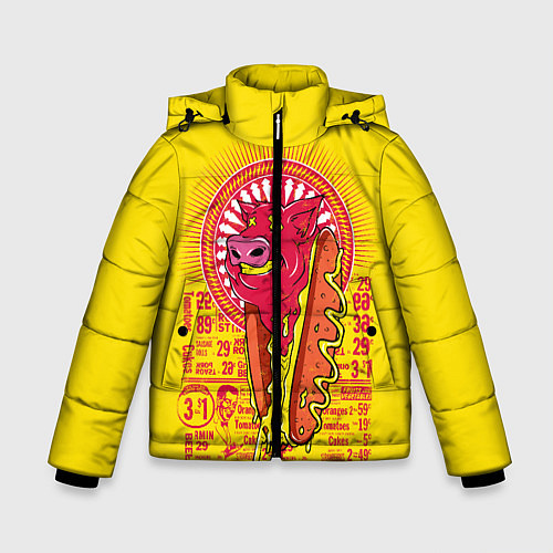 Зимняя куртка для мальчика Свиной фаст фуд / 3D-Черный – фото 1