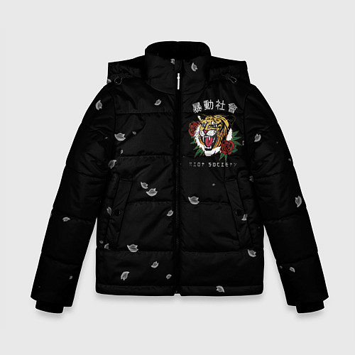 Зимняя куртка для мальчика Тигр спина / 3D-Светло-серый – фото 1