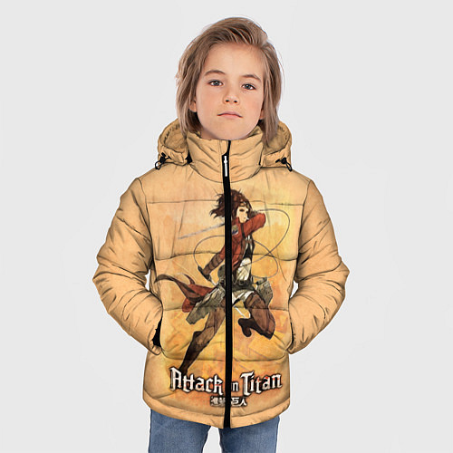 Зимняя куртка для мальчика Атака на титанов / 3D-Красный – фото 3