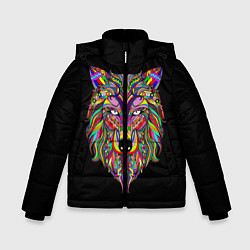 Куртка зимняя для мальчика Разноцветный Волк, цвет: 3D-черный