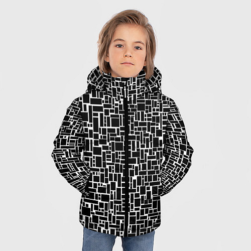 Зимняя куртка для мальчика Геометрия ЧБ Black & white / 3D-Красный – фото 3