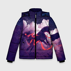 Куртка зимняя для мальчика Лиса бежит по облакам, цвет: 3D-черный