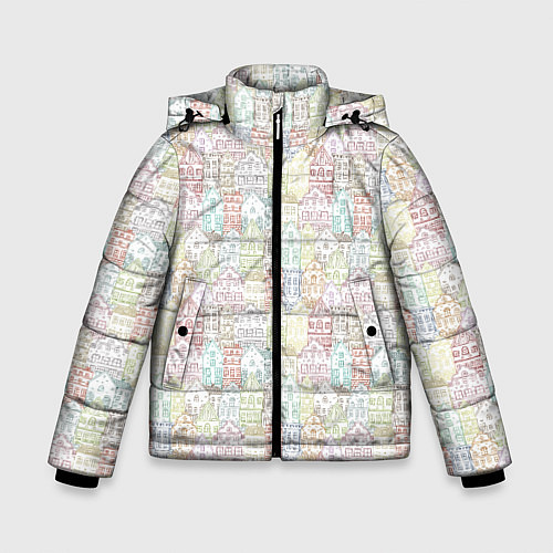 Зимняя куртка для мальчика Узор из домиков / 3D-Черный – фото 1