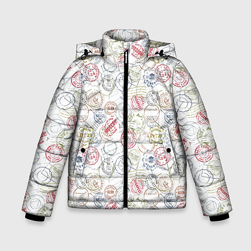 Зимняя куртка для мальчика Штампы мира / 3D-Черный – фото 1