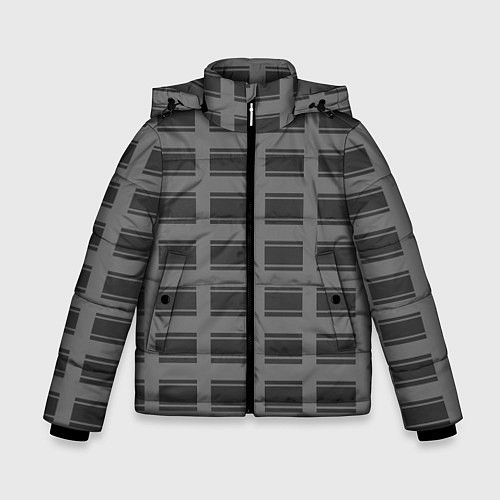 Зимняя куртка для мальчика Серая Линейка / 3D-Черный – фото 1