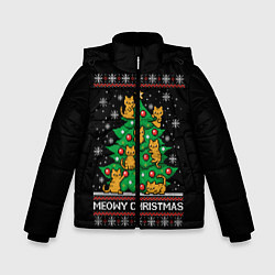 Куртка зимняя для мальчика Meowy christmas, цвет: 3D-черный