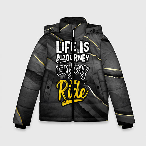 Зимняя куртка для мальчика Жизнь - это путешествие / 3D-Черный – фото 1