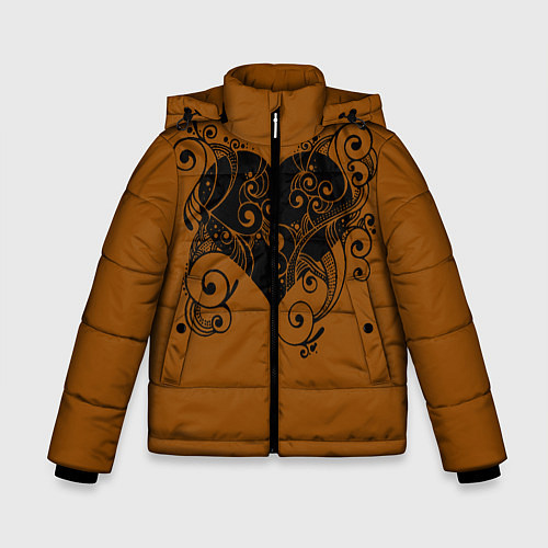 Зимняя куртка для мальчика Сердце в узорах / 3D-Черный – фото 1
