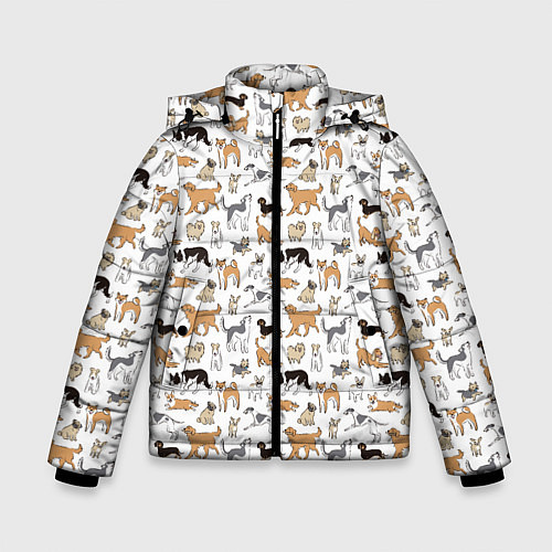 Зимняя куртка для мальчика Узор собаки много / 3D-Черный – фото 1