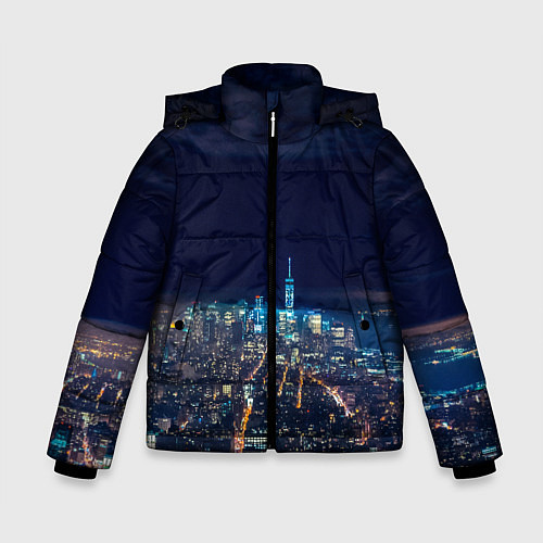 Зимняя куртка для мальчика Ночной город / 3D-Черный – фото 1