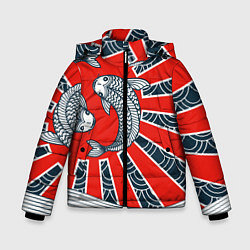 Куртка зимняя для мальчика Карпы Кои, цвет: 3D-светло-серый