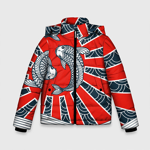 Зимняя куртка для мальчика Карпы Кои / 3D-Светло-серый – фото 1