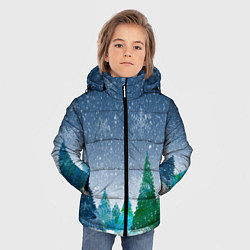 Куртка зимняя для мальчика Снежинки в лесу, цвет: 3D-красный — фото 2